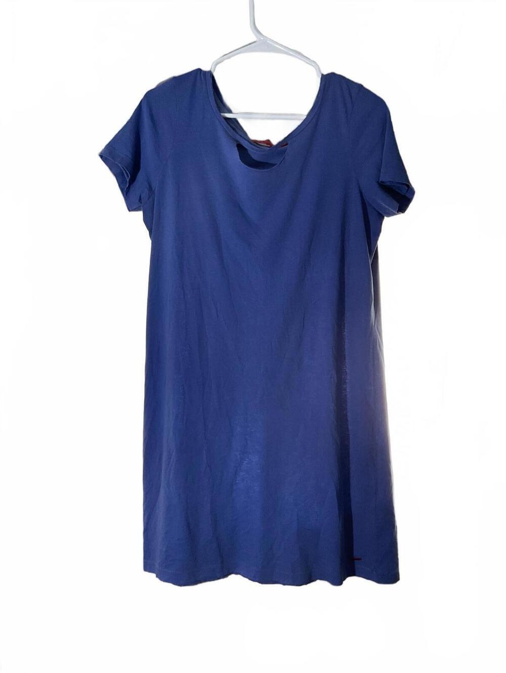 n:Philanthropy Medium Blue T Shirt Dress with Distressing Medium